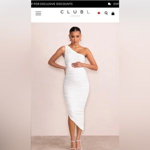 NWT Club L London White Maternity Ruched One Shoulder Midi Dress